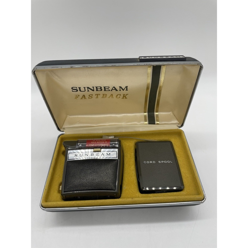 Vintage Sunbeam Fastback Electric Shaver‎ Razor Blade Brown w/ Box Works